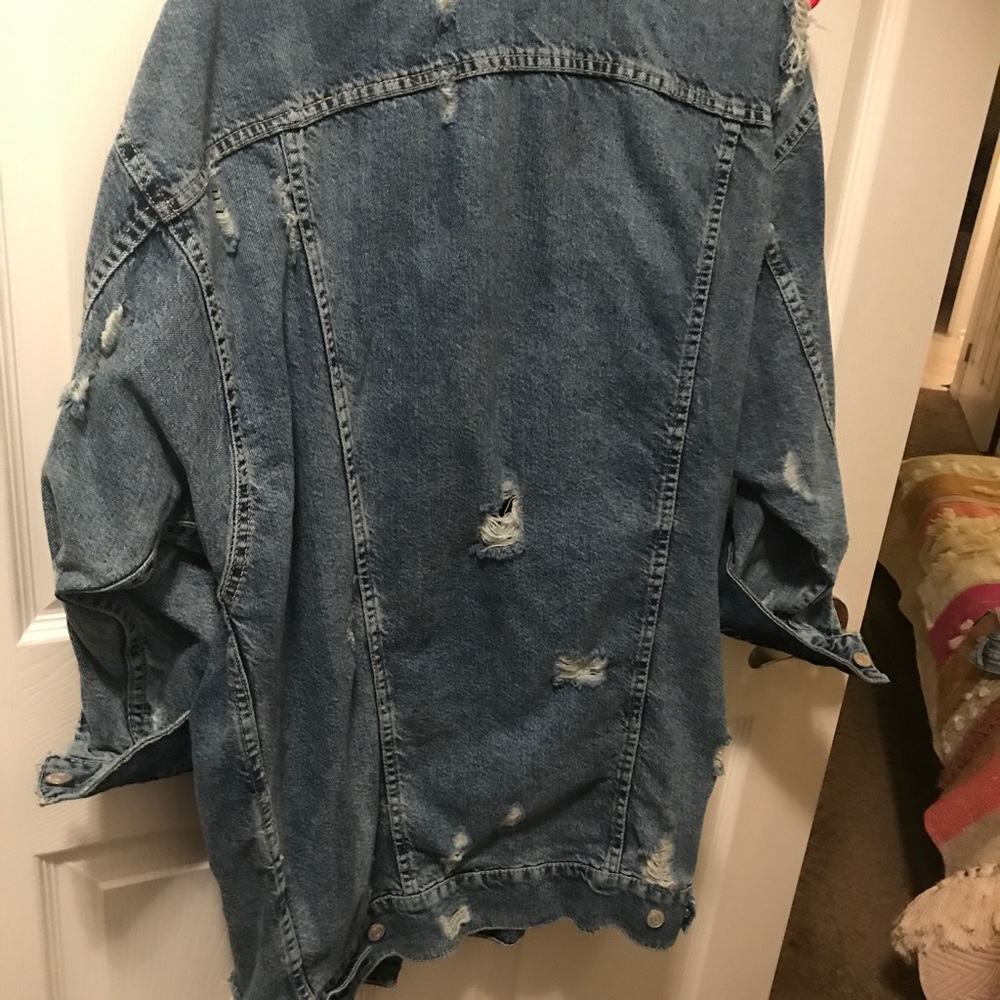ZARA NEW W/tags Long ripped Denim Jacket